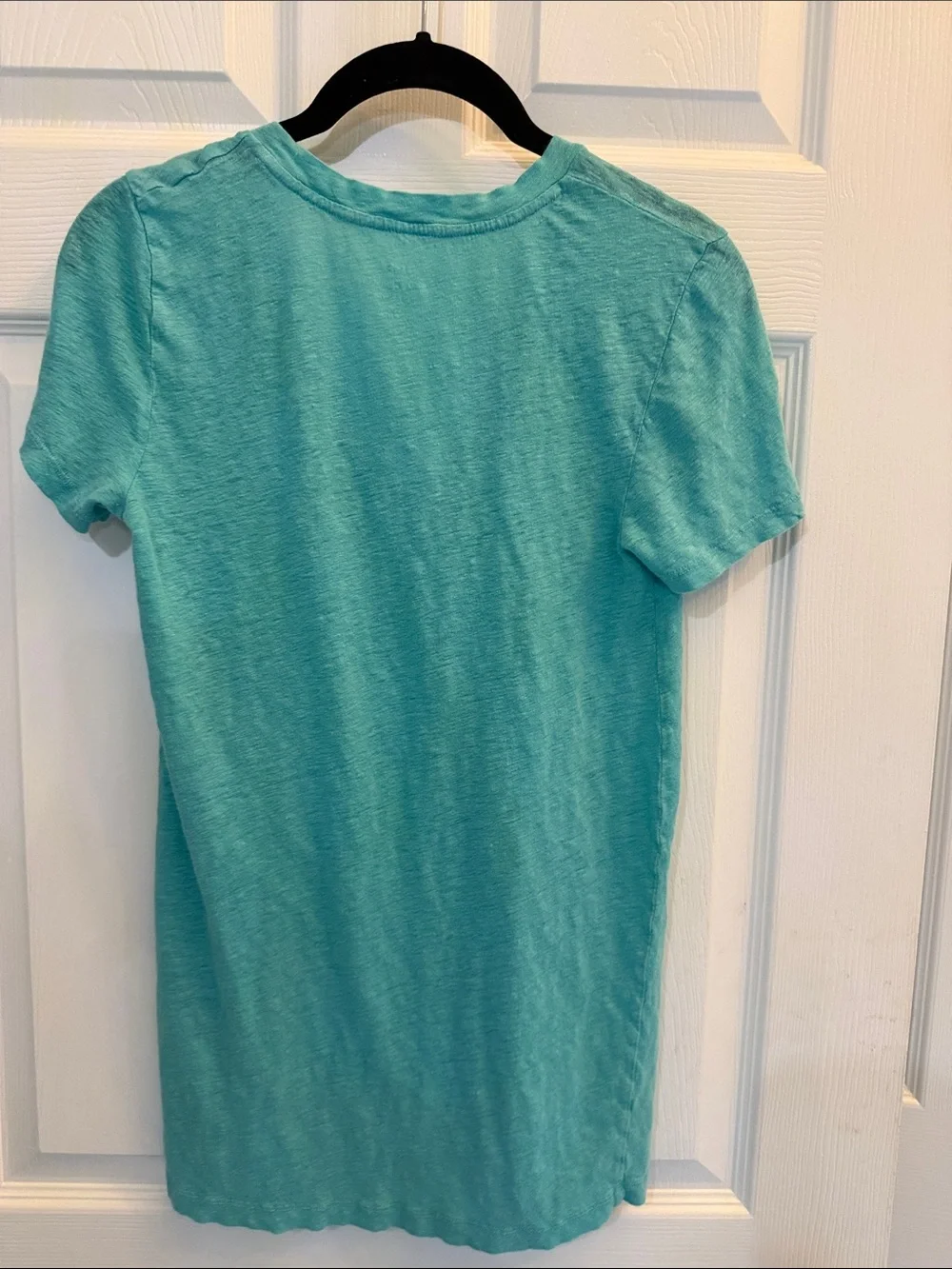 J. Crew 100% Lightweight Linen V-Neck Pocket Tee - Teal